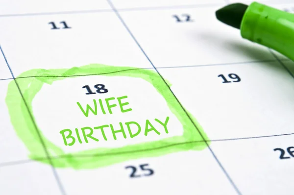 Marca de cumpleaños de esposa —  Fotos de Stock