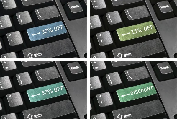 Collage van korting sleutels — Stockfoto
