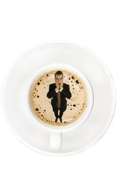 Zaskoczony mężczyzna na kawę — Zdjęcie stockowe