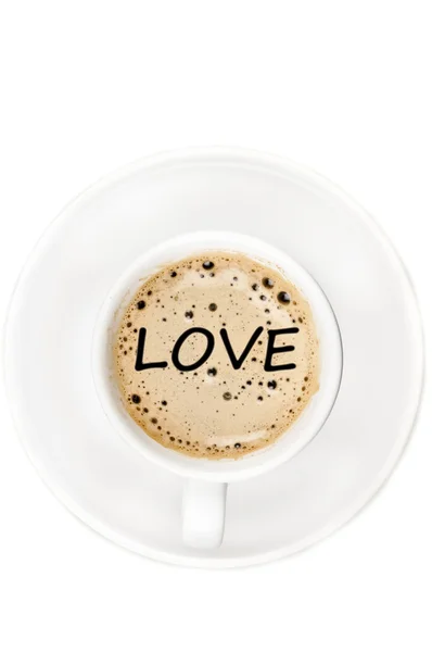 Słowo miłość na kawę — Zdjęcie stockowe