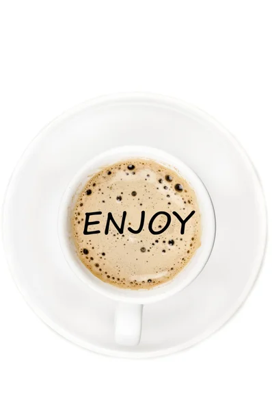 Enjoy word on coffee — Stock Photo, Image