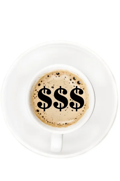 Dollar symbol on coffee — Stock Photo, Image