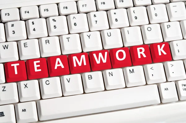 Teamwerk woord op toetsenbord — Stockfoto
