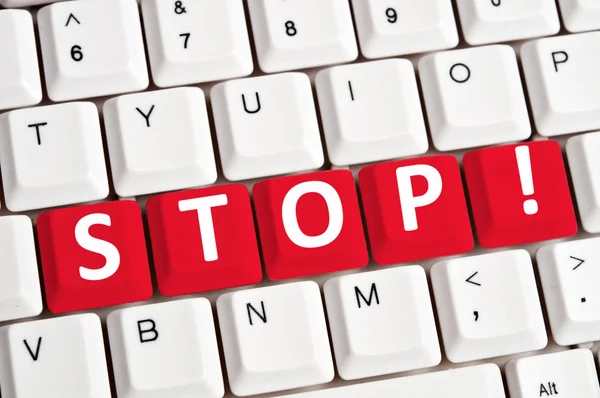 Stop word on keyboard — Stock Photo, Image