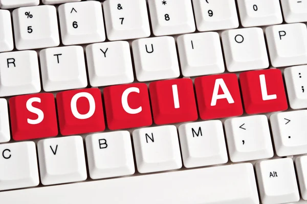 Social word on keyboard — Stock Photo, Image