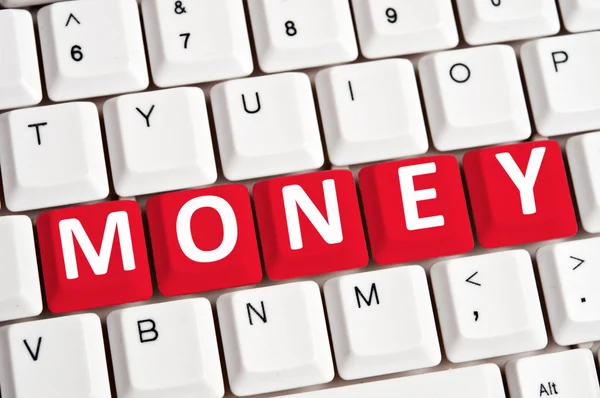 Pengar ordet på tangentbordet — Stockfoto