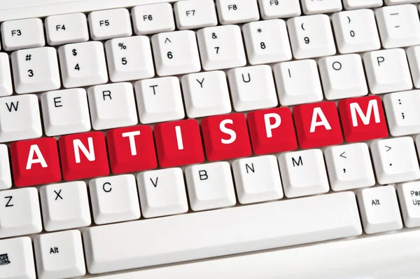 Antispam word on keyboard — Stock Photo, Image