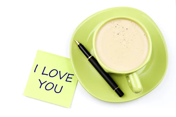 Σ ' αγαπώ σημείωση και καφέ — Φωτογραφία Αρχείου