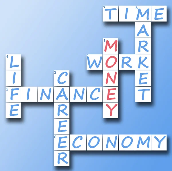 Money on crossword — Stock Photo, Image
