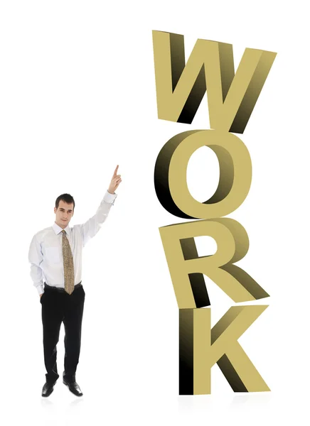 Trabalho palavra e homem de negócios — Fotografia de Stock