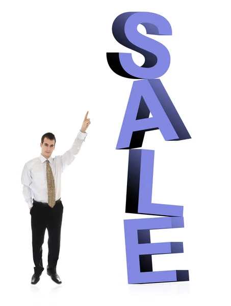 Prodej slovo a obchodní muž — Stock fotografie