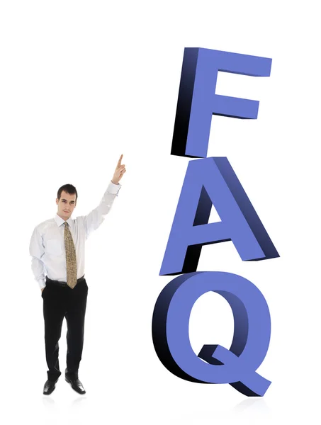 Faq word and business man — Stock Photo, Image