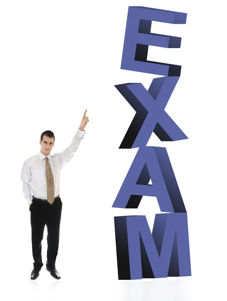 Exam word and business man — Stock Photo, Image
