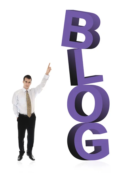 Blog word and business man — Stock Photo, Image