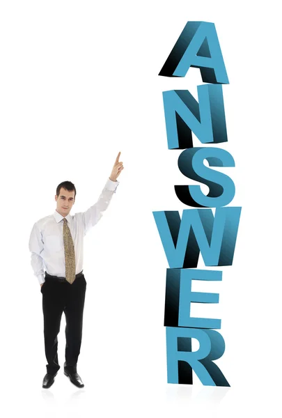 Answer word and business man — Stock Photo, Image