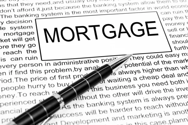 Słowo kredyt hipoteczny — Zdjęcie stockowe