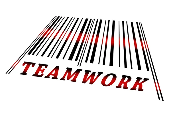 Teamwork on barcode — Stock Photo, Image