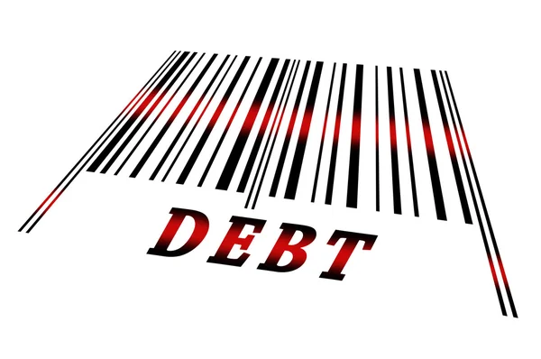 Schulden auf Barcode — Stockfoto