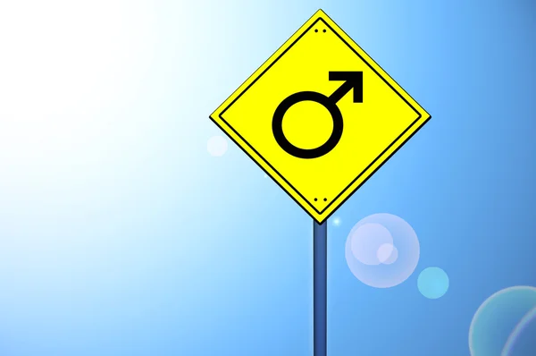 Male shape on road sign — Stock Photo, Image