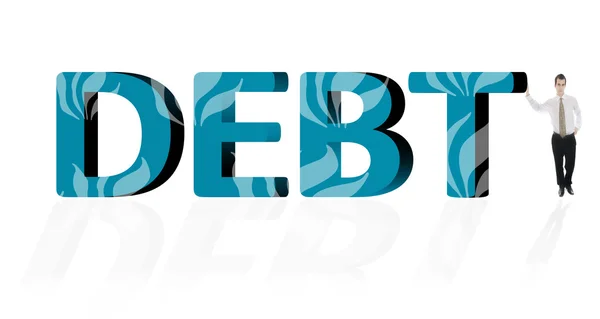 Debt word and business man — Stock Photo, Image