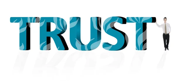 Trust szó és üzleti ember — Stock Fotó