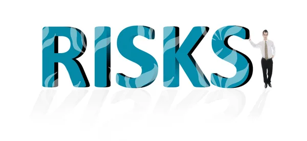 Risico's woord en business man — Stockfoto
