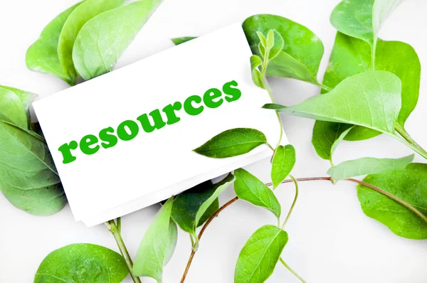Resources message on leaves — Stock Photo, Image
