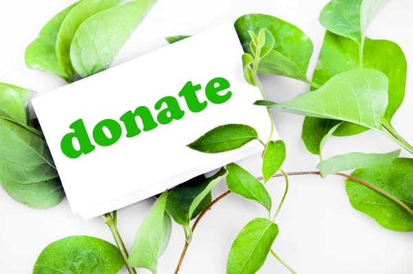 Donate message on leaves — Stock Photo, Image