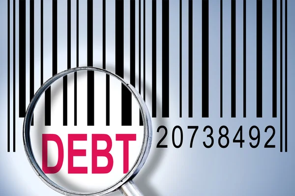 Debt on barcode — Stock Photo, Image