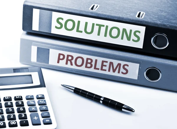 Solutions and Problems write on folder — Stock Photo, Image
