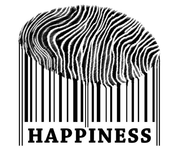 Happiness on barcode — Stock Photo, Image