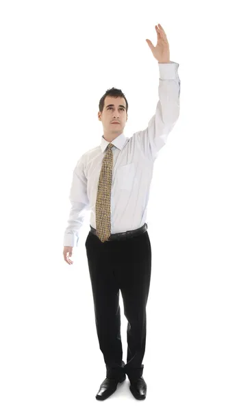 Obchodní muž ruku nahoru — Stock fotografie