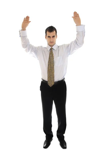 Uomo d'affari con le mani in alto — Foto Stock