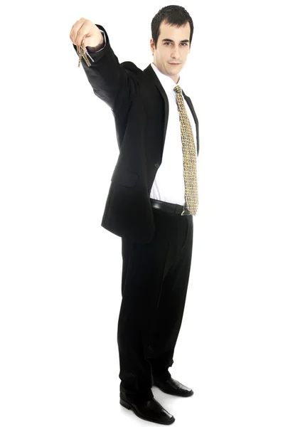 Business man showing key — Stock Photo, Image