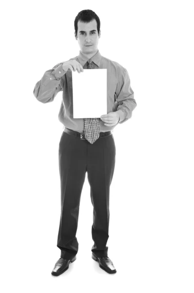 Obchodní muž drží papír — Stock fotografie