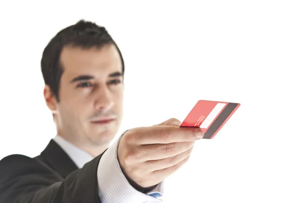 Homme donnant carte de crédit — Photo