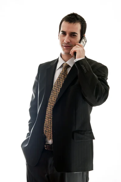 Obchodní muž mluví na telefonu — Stock fotografie