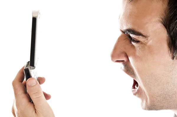Muž křičí na telefonu — Stock fotografie