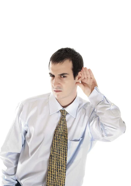 Affärsman som lyssnar — Stockfoto