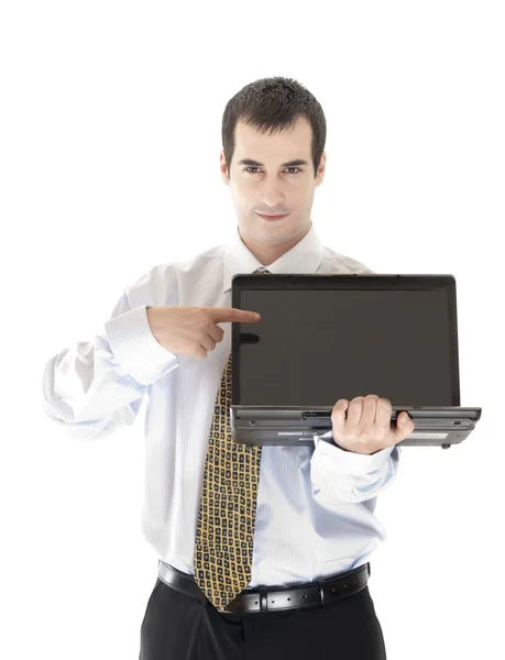 Hombre de negocios con portátil — Foto de Stock