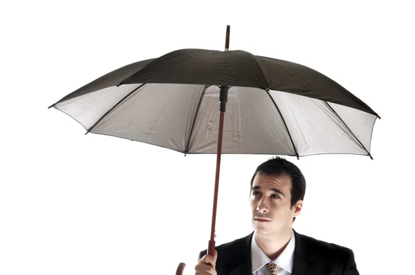 Деловой человек с зонтиком — стоковое фото
