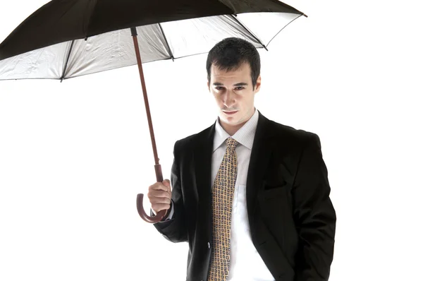 Hombre de negocios con paraguas — Foto de Stock