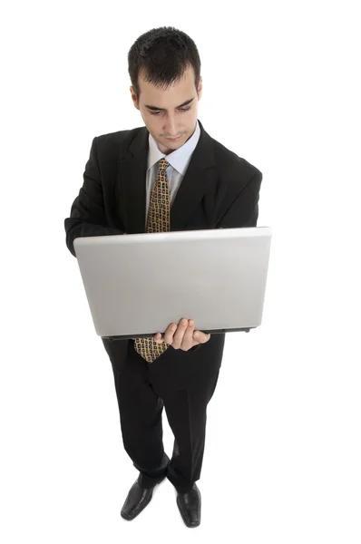 Homem de negócios com laptop — Fotografia de Stock