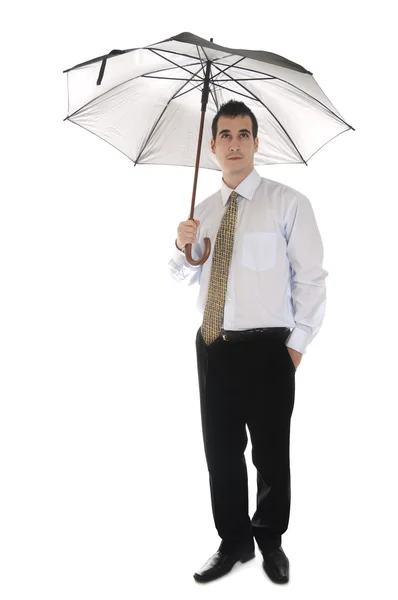 Business man with umbrella — Stock Photo, Image