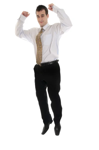 Щасливий бізнесмен стрибає — стокове фото