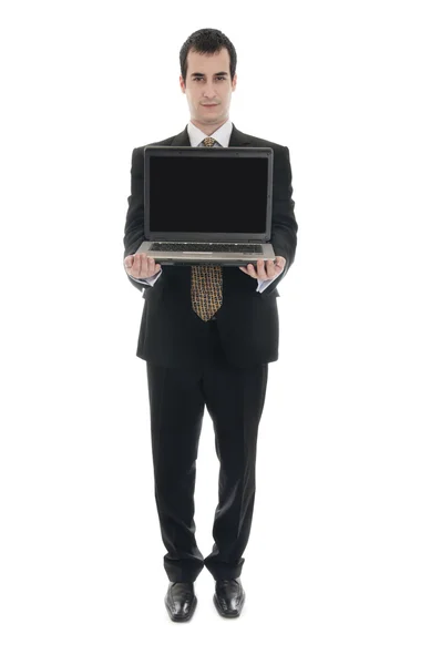 Affärsman med bärbar dator — Stockfoto