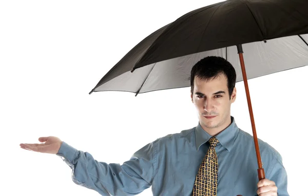 Homme d'affaires avec parapluie — Photo