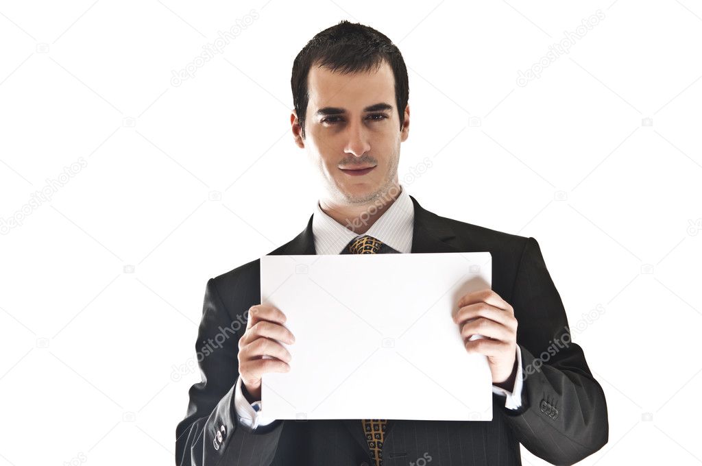Business man hold paper ⬇ Stock Photo, Image by