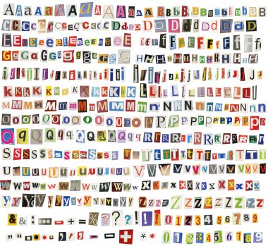Newspaper alphabet clipart