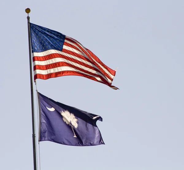 Bandiere USA e Carolina del Sud — Foto Stock